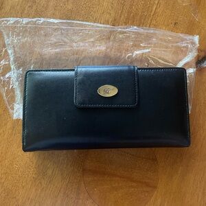 Koret Black Leather Wallet with Gold Accent